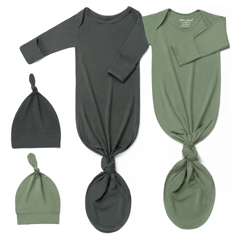 Baby Noah Newborn Knotted Gown & Hat Set, 2-Pack