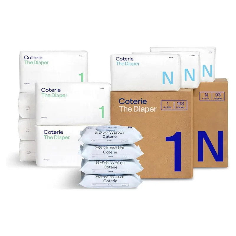 Coterie Diapers + Wipes Kit, Sizes NB & 1