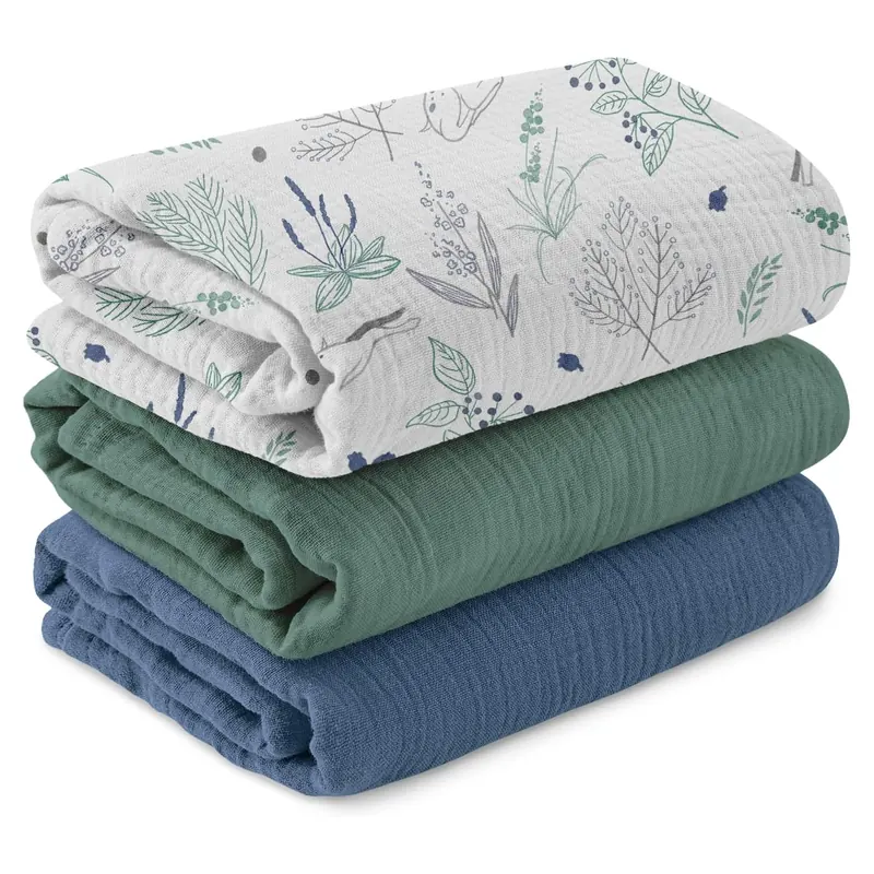 LYRICHOM Muslin Swaddle Blankets, 3-Pack