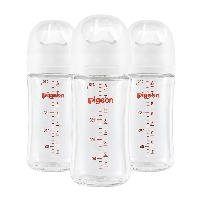 Pigeon Glass Baby Bottles, Wide Neck (8.1 oz, 3-pack)
