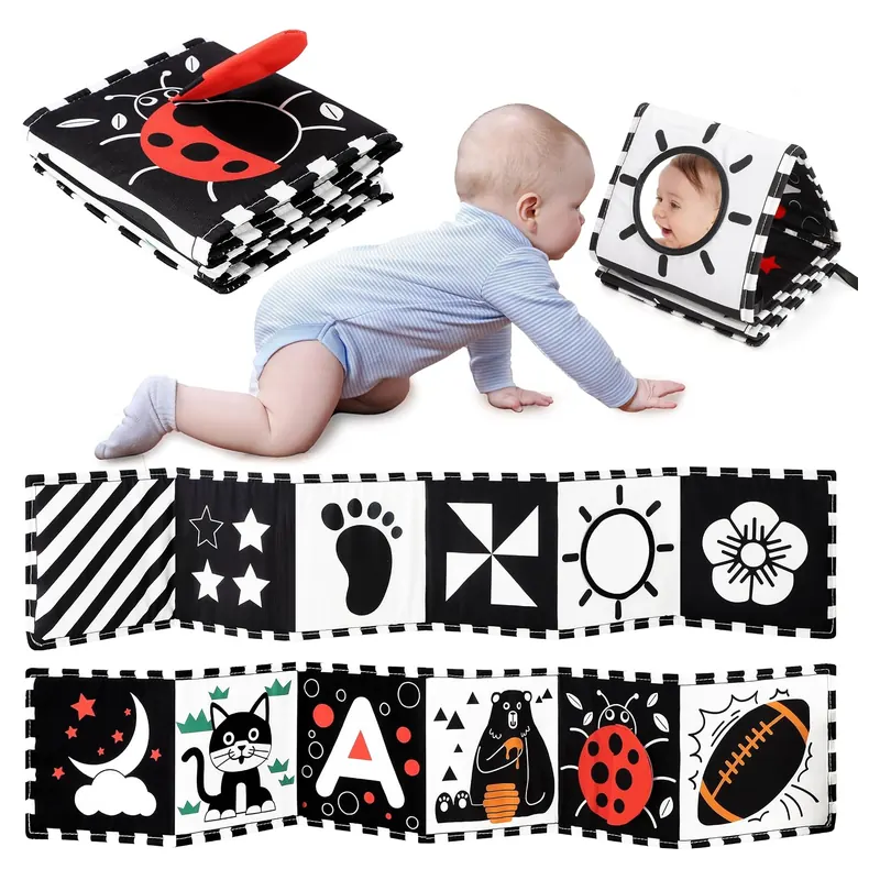 URMYWO Black & White High-Contrast Tummy Time Book